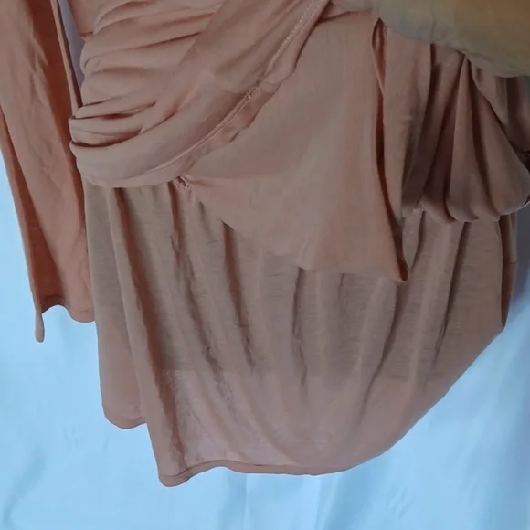 Tobi Nude Mini dress, lined skirt,  elastic waist,  sheer top, bell sleeves - Picture 8 of 8